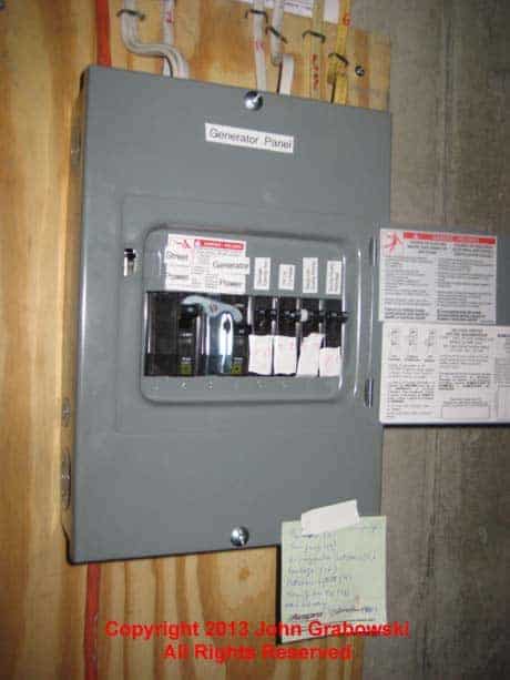 Square D generator sub-panel completed and labeled