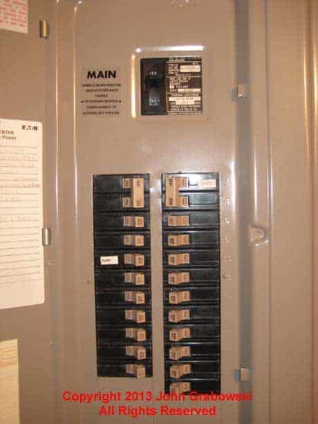 What the Cutler Hammer circuit breaker panel looked like before the installation of the generator interlock kit
