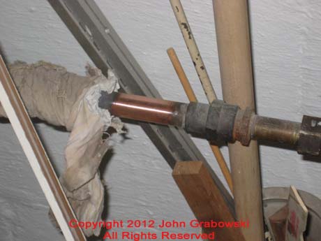 Water pipe cleaned with emery cloth