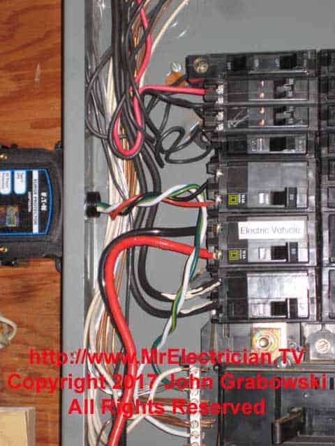 The surge protector is connected to a dedicated circuit breaker as per the manufacturer's instructions. The manufacturer required that the wires be twisted together and that the surge protector gets connected to a 50 amp circuit breaker.