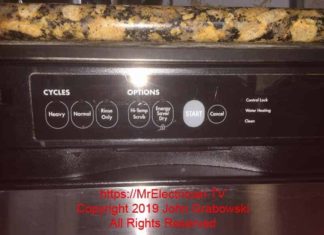 Kitchen Aid dishwasher control panel