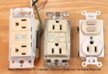 Three very old GFCI electrical receptacle outlets