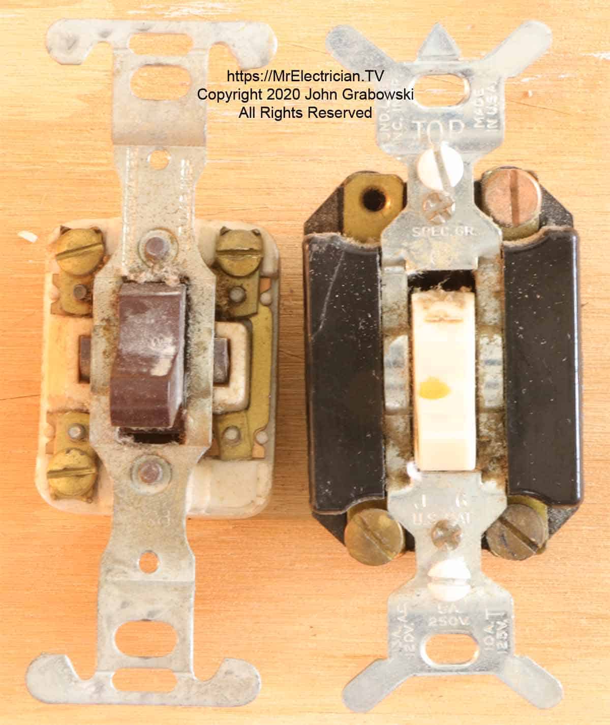 Two very old three-way switches