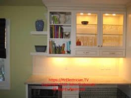 Finished kitchen glass cabinet lighting and under cabinet lights