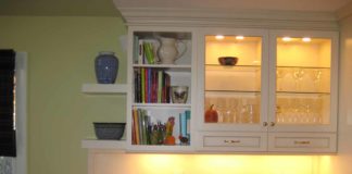 Finished kitchen glass cabinet lighting and under cabinet lights