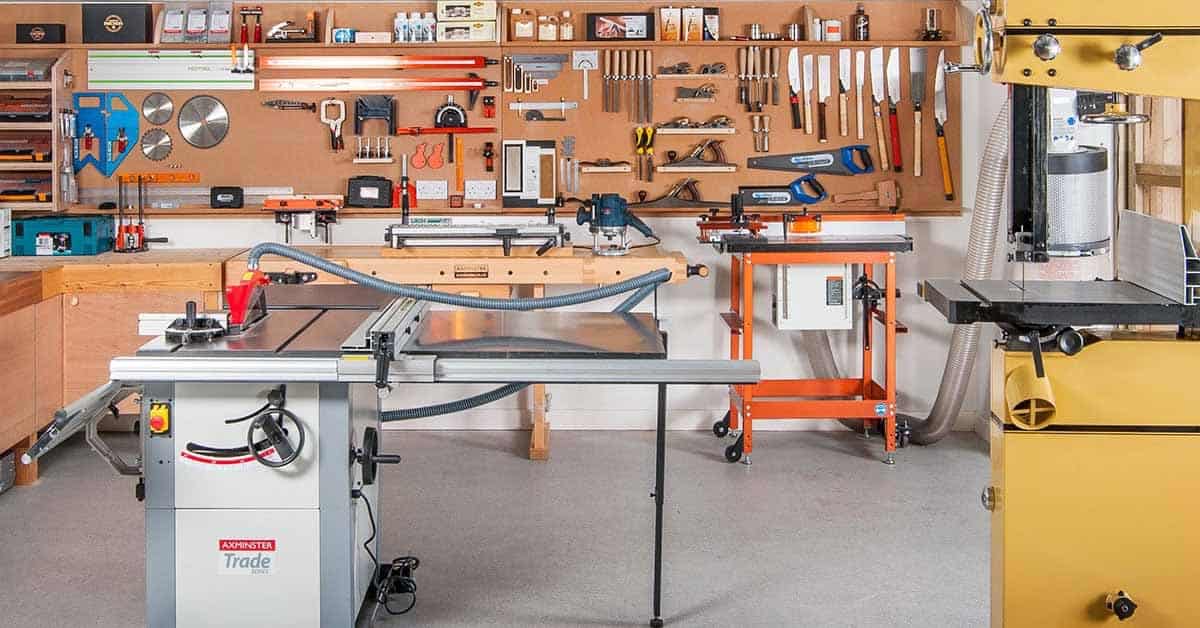 A basement shop fully equipped for many woodworking projects. Click for information on setting up your own
