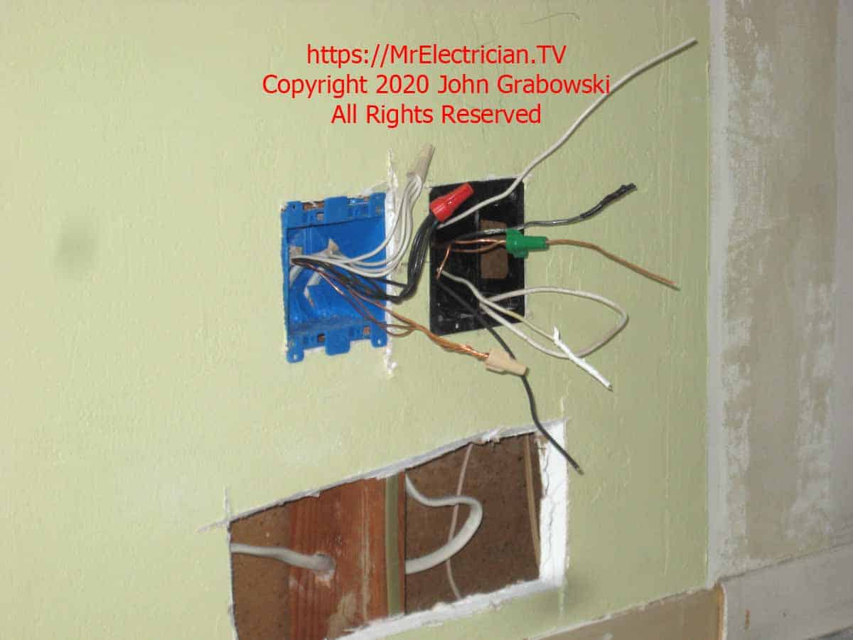 A junction box for the under cabinet lights and a combination box for an electrical outlet and cable TV