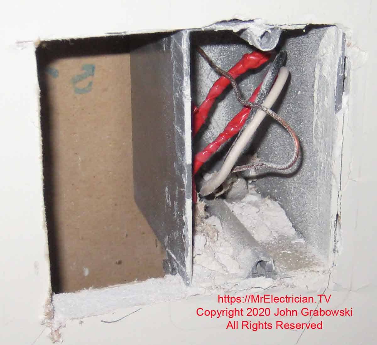 Switch box hole enlarged for new two gang old work switch box