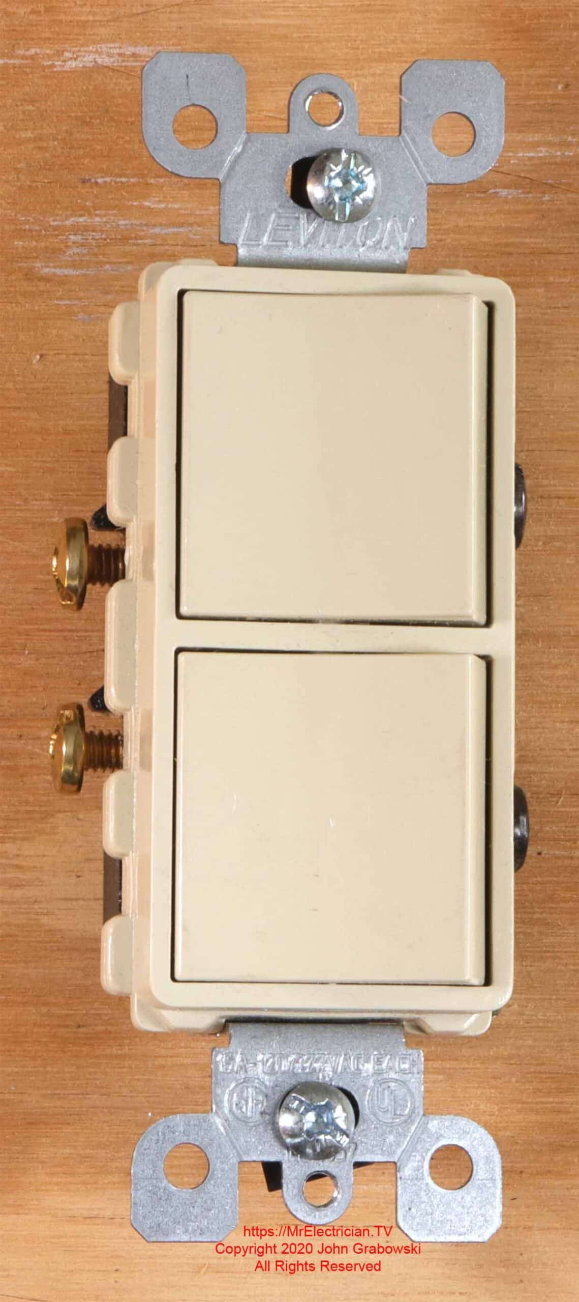 Decora style combination switch wiring device, ivory color
