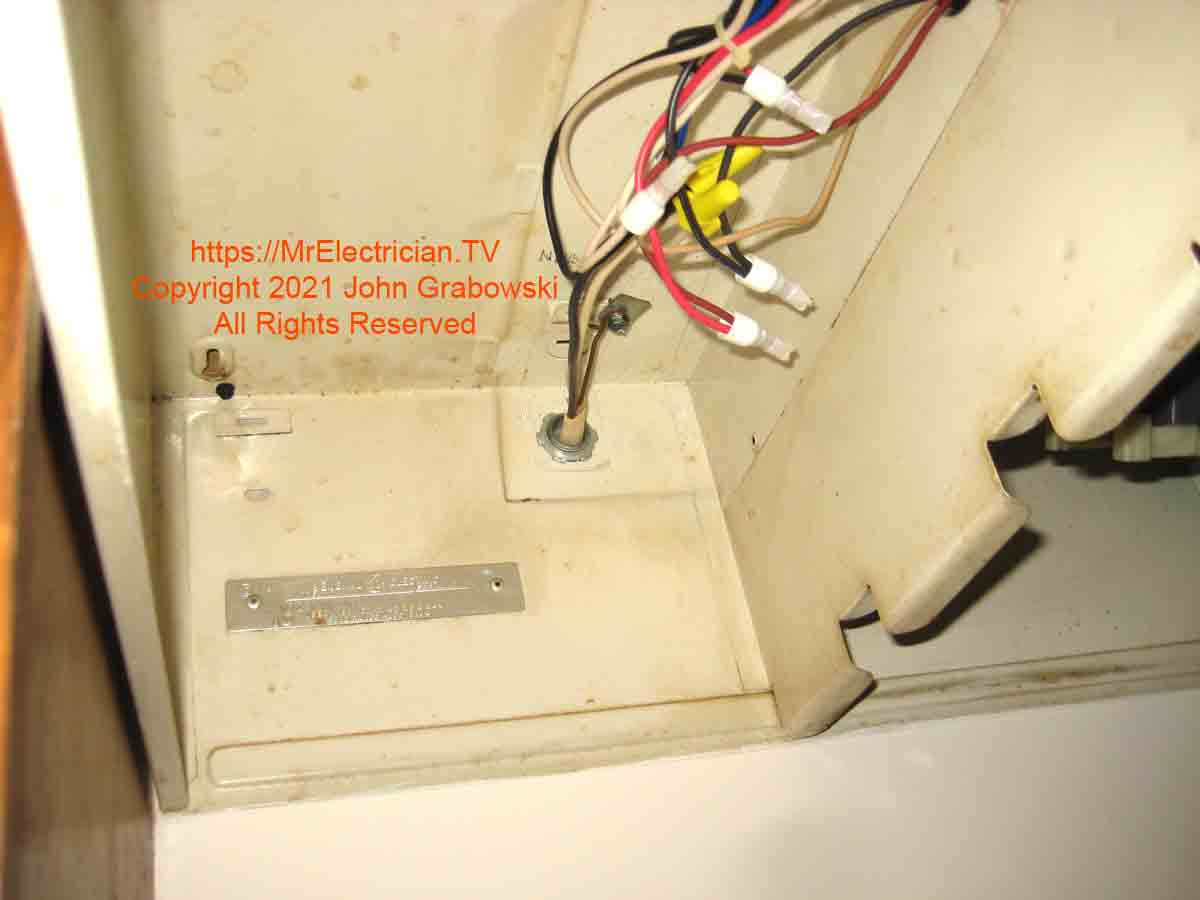 Old kitchen hood inside wiring and electrical connections