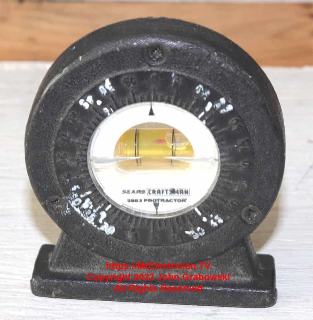 A protractor level with a magnetic base. Helpful for conduit bending and those times when you need to identify an angle. CLICK to see several models on Amazon