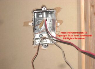 A rough-in wired wall switch electrical box