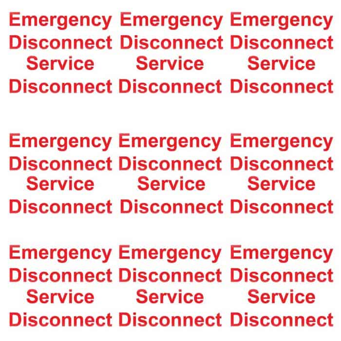 Service Disconnect, Emergency Disconnect Labels for identifying your main electrical shut-off switch for emergency personnel