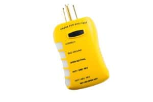 A plug-in electrical outlet tester is a simple tool for an electrician to diagnose electrical problems.