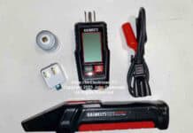 A Kaiweets KT301P circuit breaker finder and accessories without the included case