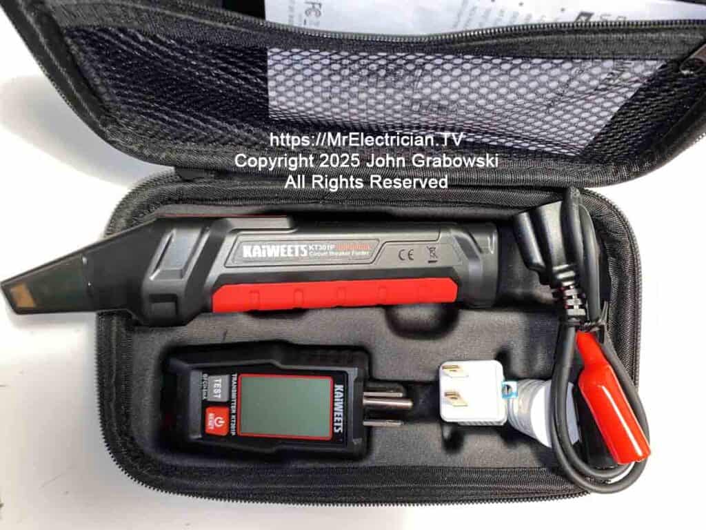 A Kaiweets circuit breaker finder kit to help trace circuits through outlets, light fixtures, and loose wires. CLICK THE IMAGE to see this on Amazon.