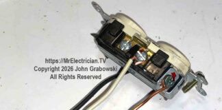 An electrical receptacle outlet with pigtails preinstalled and ready to be spliced inside the electrical box