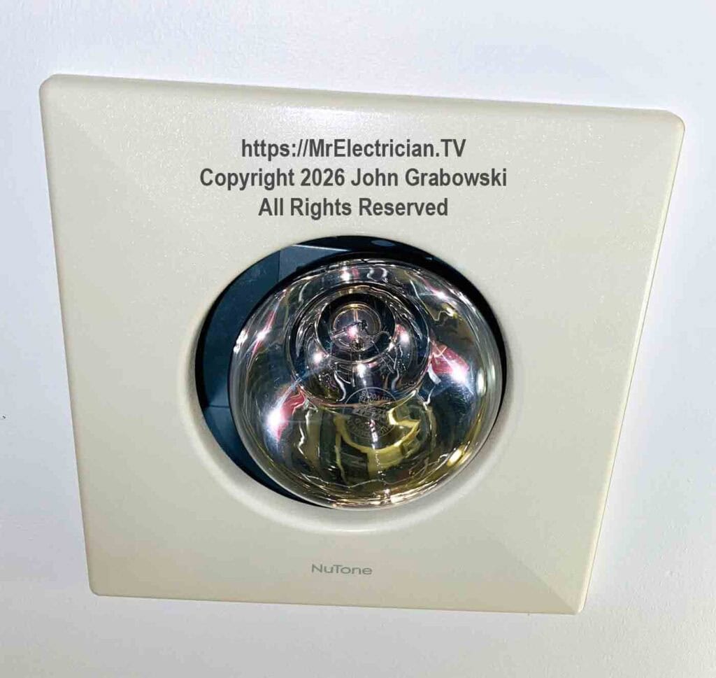 A Nutone 9412D 250 watt bathroom bulb heater gives a feeling of instant heat from infrared radiation. A Nutone 9412D 250 watt bathroom bulb heater gives a feeling of instant heat from infrared radiation.