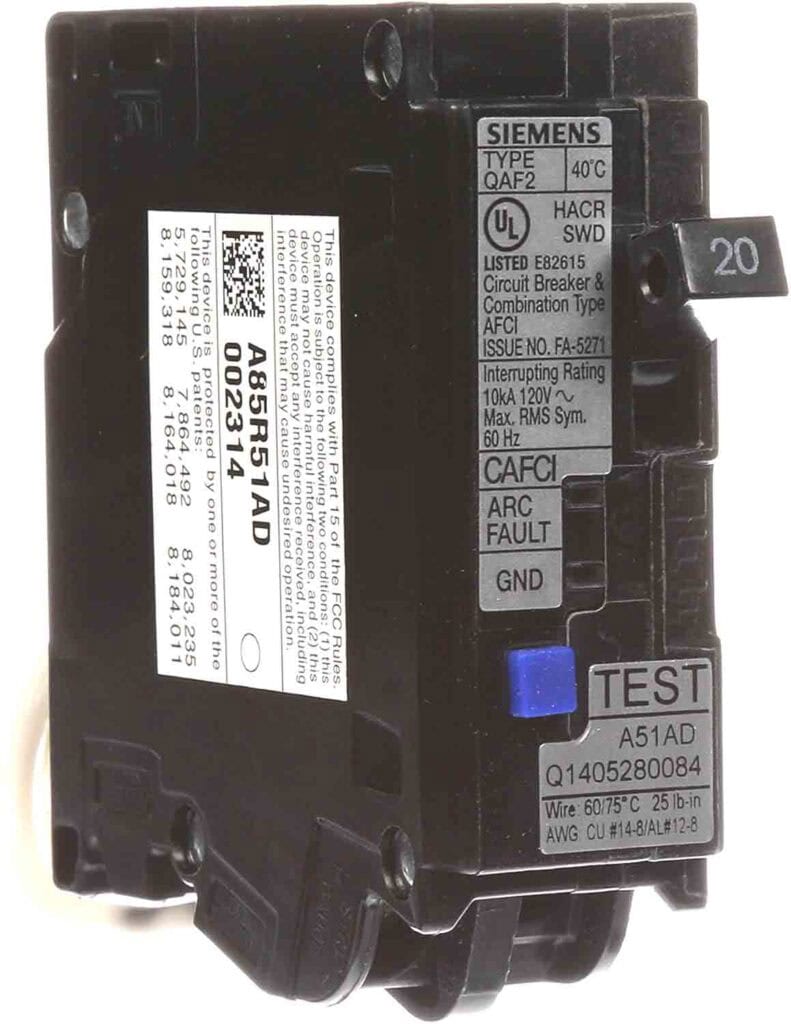 CLICK HERE to see this Siemens 20 amp, single pole AFCI circuit breaker on Amazon